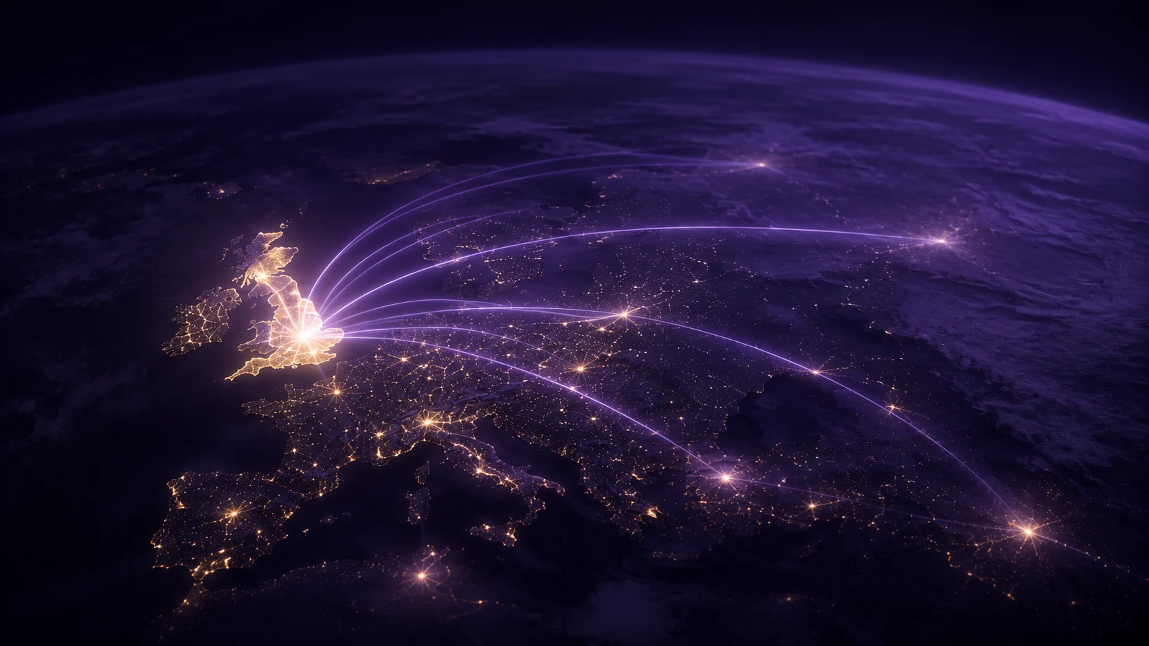 Cocoon UK-first availability visual showing the United Kingdom lit as the first launch market with paths extending outward