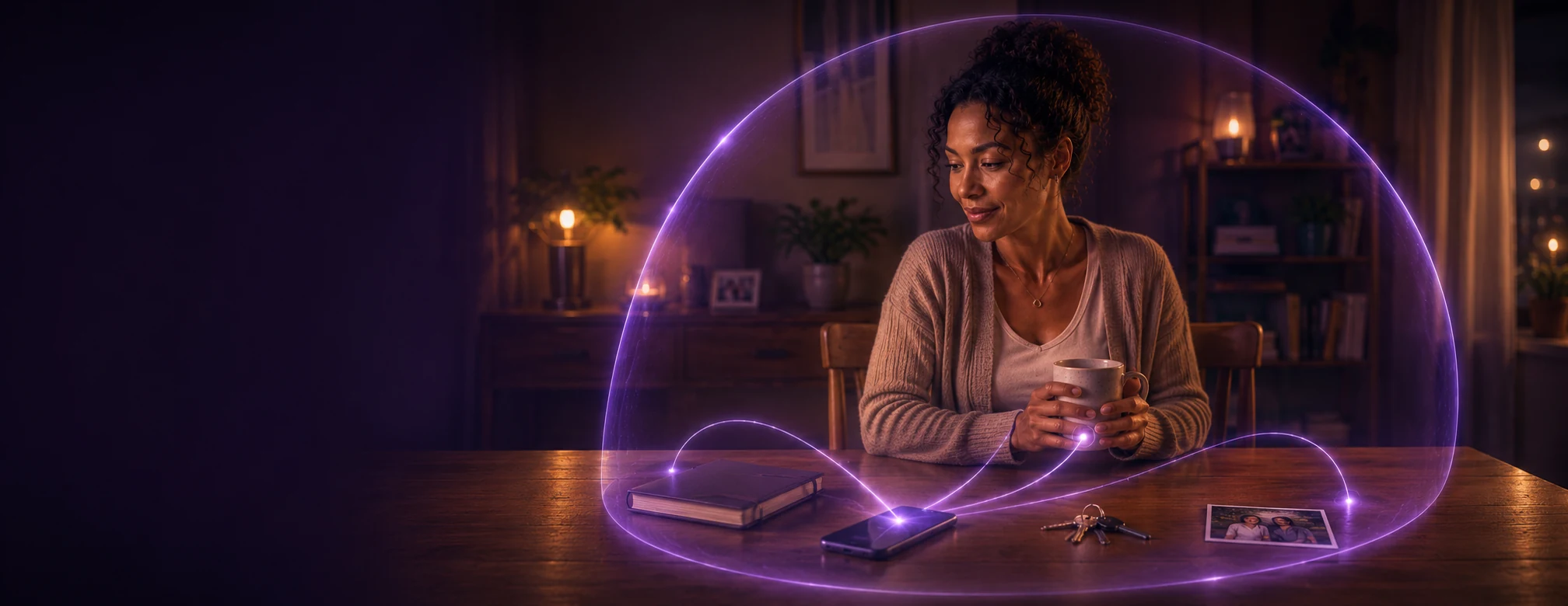 Personal objects and information connected within a closed Cocoon boundary around the user.