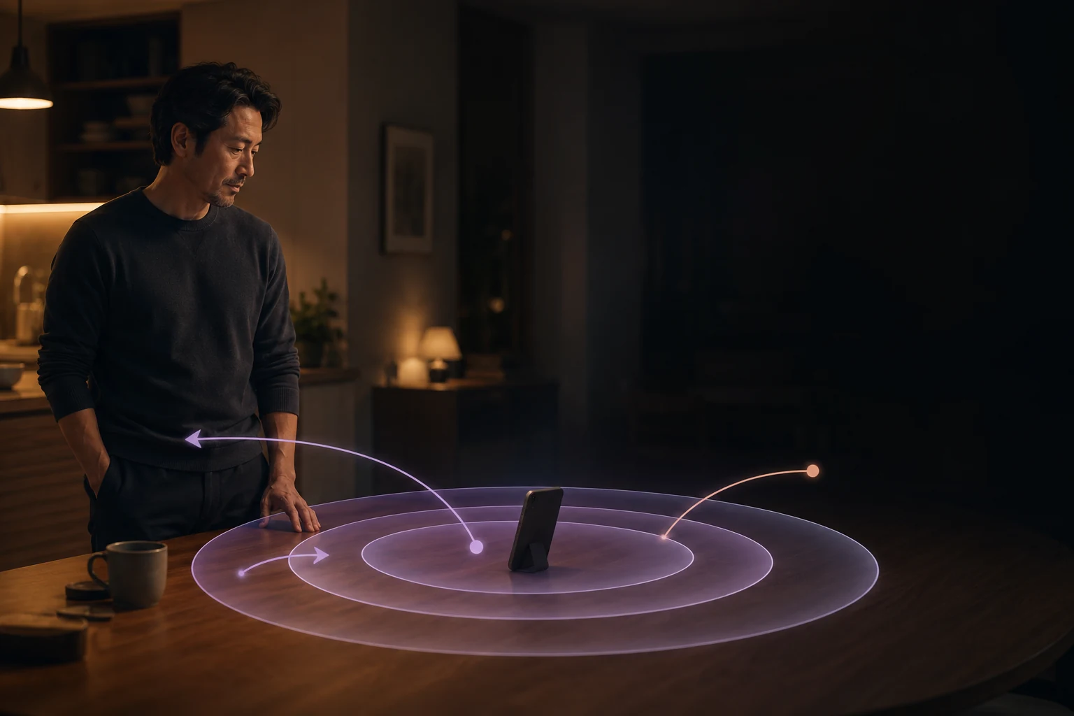 A phone surrounded by three permission rings separating access, action and approval.